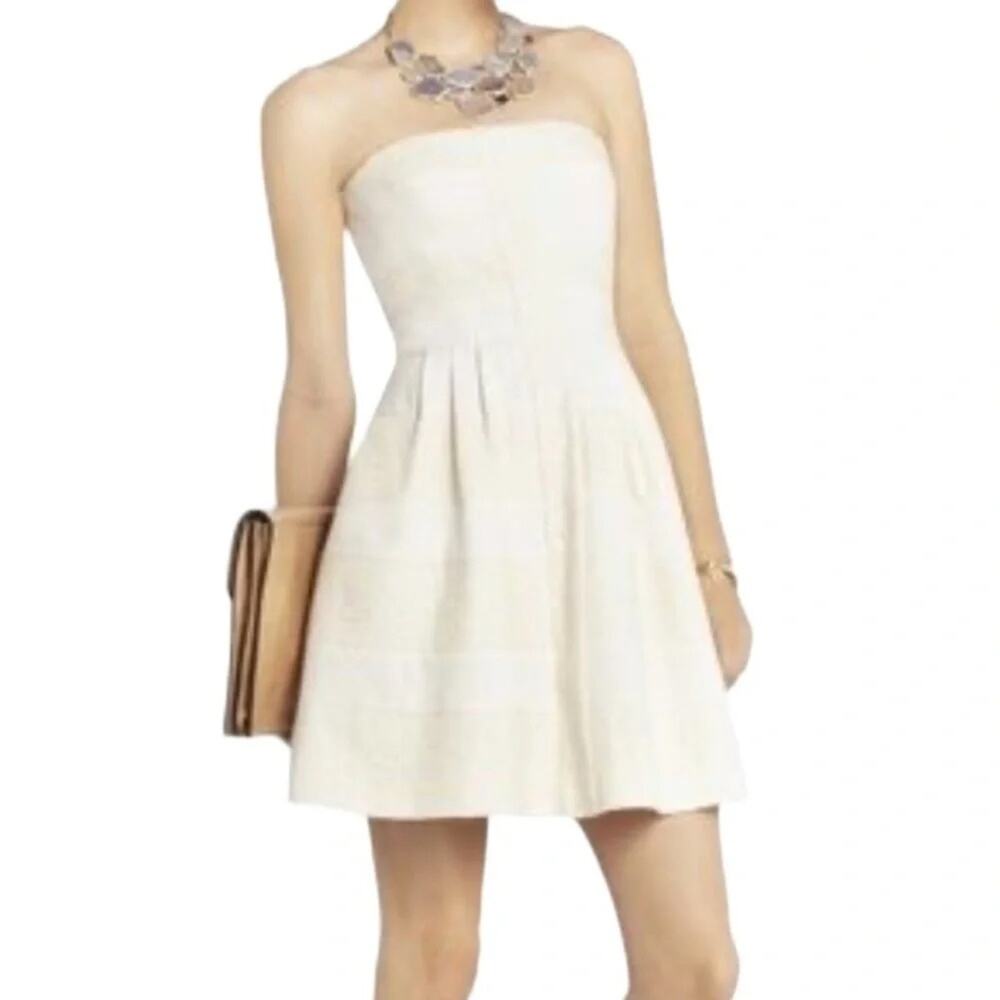 BCBGMaxAzria Dorothea Strapless Dress Ivory Size 8 New